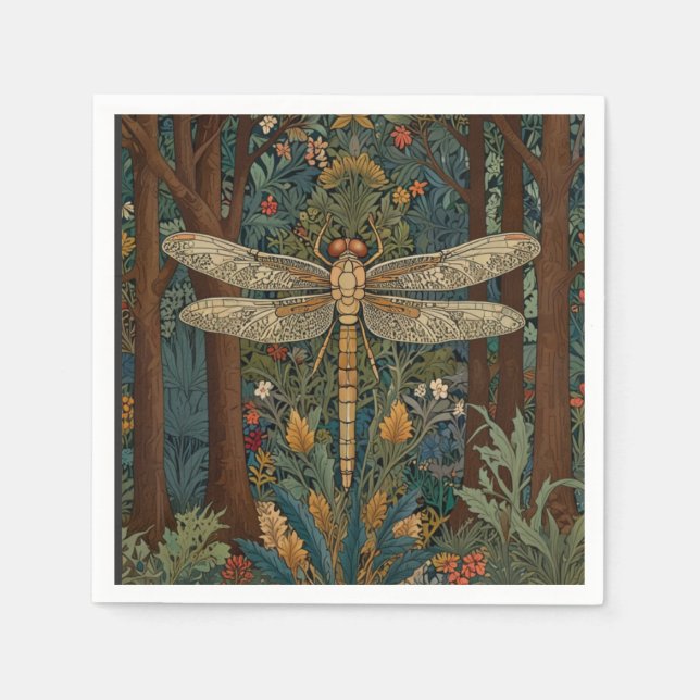 Dragonfly art painting botanical boho chic forest napkin (Front)