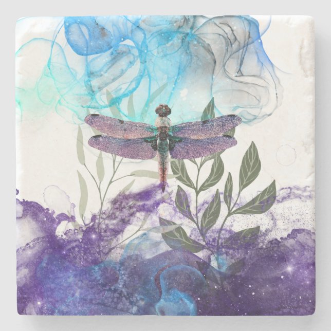 Dragonfly art stone coaster (Front)