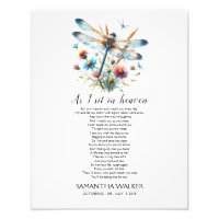 Dragonfly As I sit in Heaven Memorial Poem Sign