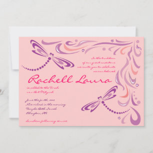Dragonfly Bat Mitzvah Invitation Jewish