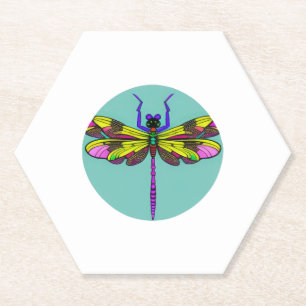 Dragonfly Beautiful, colorful, and ornate Paper Coaster