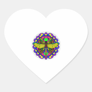 Dragonfly Beautiful, colourful, and ornate  Heart Sticker