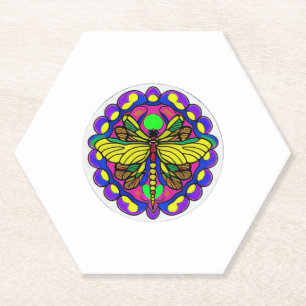 Dragonfly Beautiful, colourful, and ornate  Paper Coaster