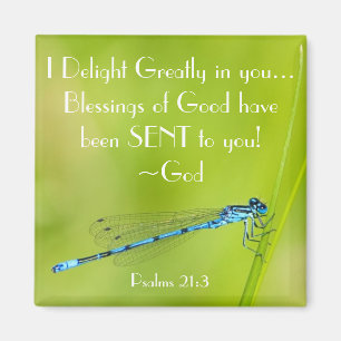 Dragonfly Bible verse Psalm 21:3 Magnet