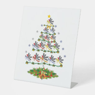 Dragonfly Bird Christmas Tree Gift Funny Christmas Pedestal Sign