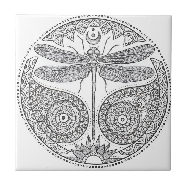 dragonfly black and white tiles (Front)