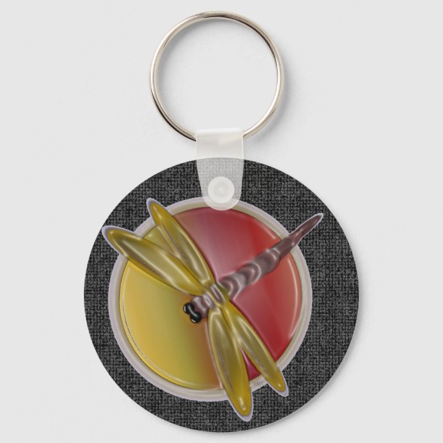 Dragonfly (black) Round Keychain (Front)