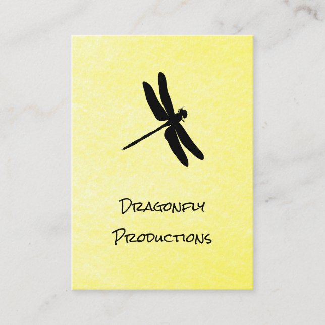 Dragonfly (black) yellow texture business card (Front)