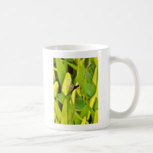 Dragonfly Blue and black on grass. Coffee Mug