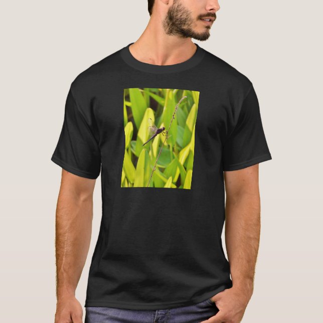 Dragonfly Blue and black on grass. T-Shirt (Front)