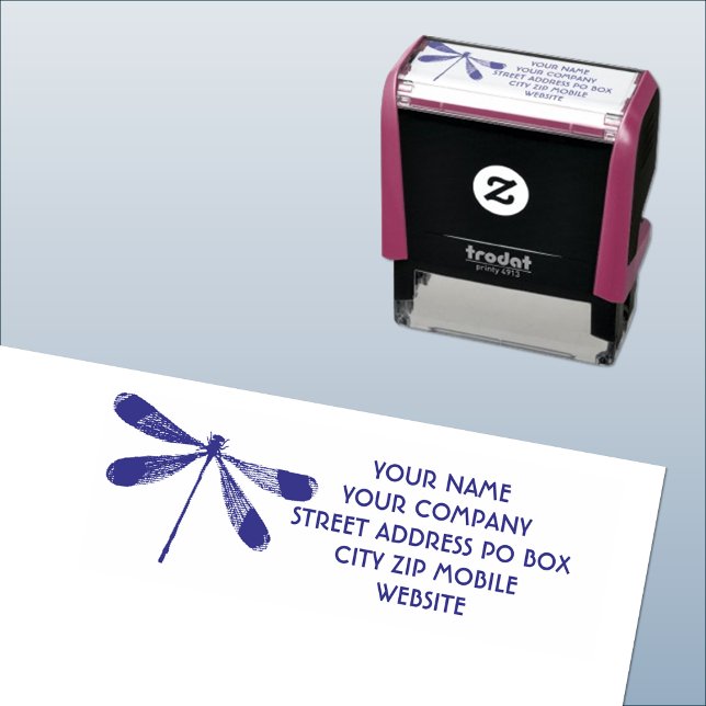  dragonfly Blue Business Personal Address  Self-inking Stamp (Creator Uploaded)