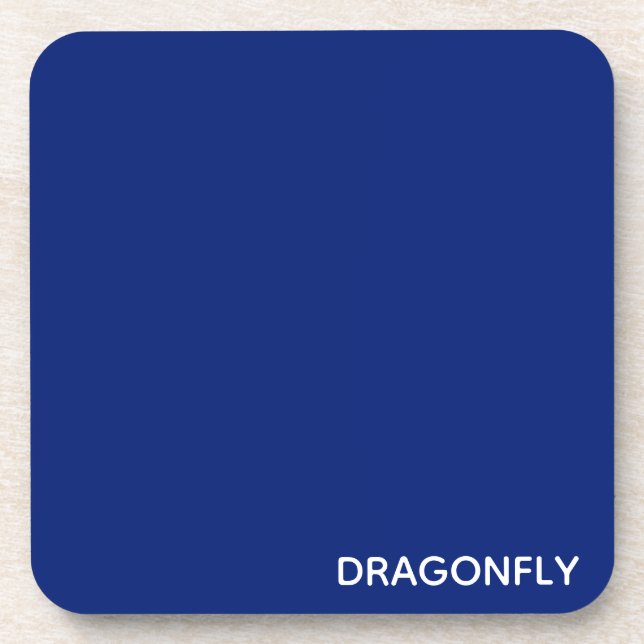 Dragonfly blue colour name coaster (Front)