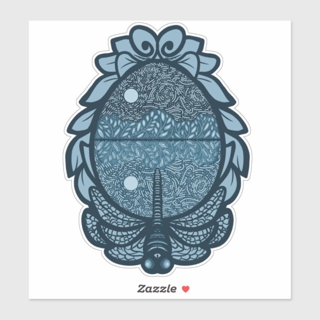 Dragonfly Blue Mirror Lake Sticker (Sheet)