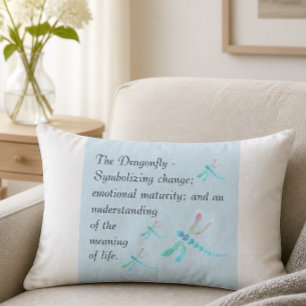 Dragonfly Blue & White Inspirational Lumbar Cushion