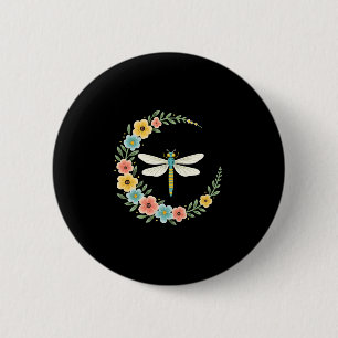 Dragonfly Boho Crescent Moon Peace Sign Hippie Dra 6 Cm Round Badge