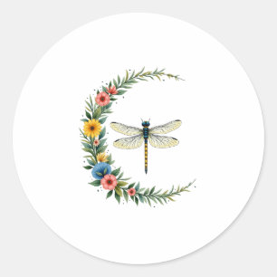 Dragonfly Boho Crescent Moon Peace Sign Hippie Dra Classic Round Sticker