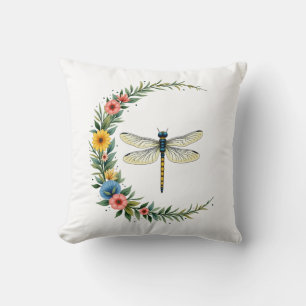 Dragonfly Boho Crescent Moon Peace Sign Hippie Dra Cushion