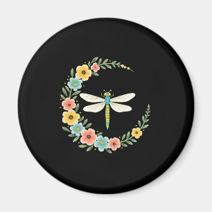 Dragonfly Boho Crescent Moon Peace Sign Hippie Dra Magnet
