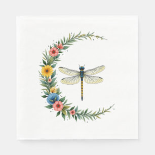 Dragonfly Boho Crescent Moon Peace Sign Hippie Dra Napkin