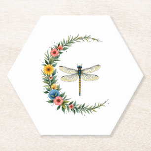 Dragonfly Boho Crescent Moon Peace Sign Hippie Dra Paper Coaster