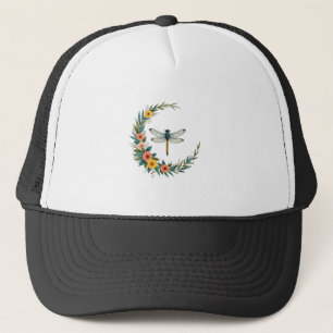 Dragonfly Boho Crescent Moon Peace Sign Hippie Dra Trucker Hat