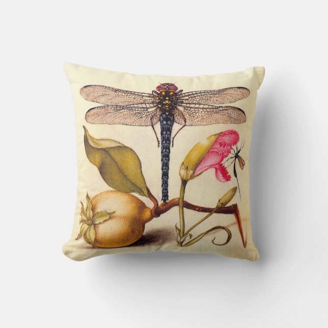 Dragonfly Botanical Nature Wildlife Cushion (Front)