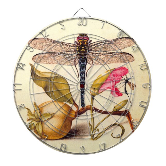 Dragonfly Botanical Nature Wildlife Dartboard (Front)