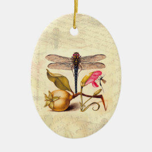 Dragonfly Botanical Nature Wildlife Hoefnagel Art Ceramic Tree Decoration
