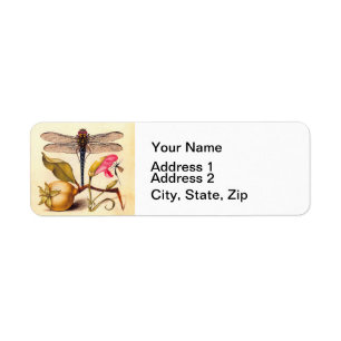Dragonfly Botanical Nature Wildlife Hoefnagel Art Return Address Label