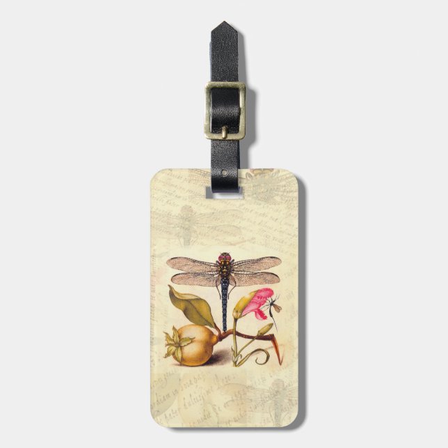 Dragonfly Botanical Nature Wildlife Luggage Tag (Front Vertical)