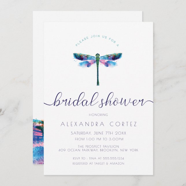 Dragonfly Bridal Shower Invitation (Front/Back)