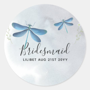 DragonFly BRIDESMAID Bridal Party Personalised Classic Round Sticker
