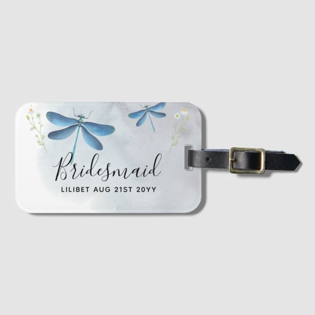 DragonFly BRIDESMAID Bridal Party Personalised Luggage Tag (Front Horizontal)