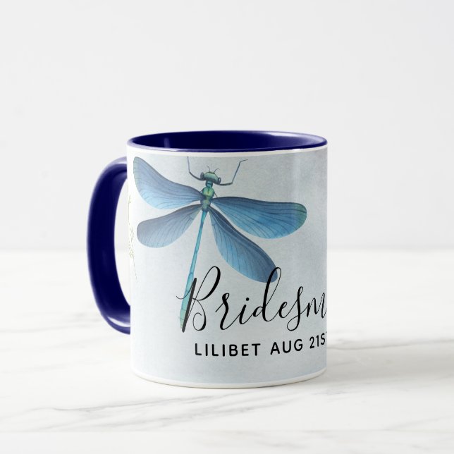 DragonFly BRIDESMAID Bridal Party Personalised Mug (Front Left)