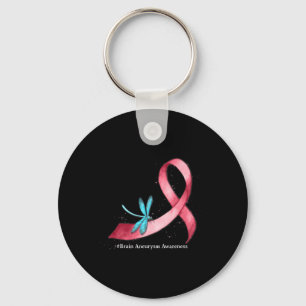 Dragonfly Burgundy Ribbon Brain Aneurysm Awareness Key Ring