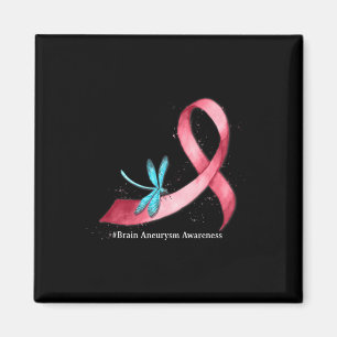 Dragonfly Burgundy Ribbon Brain Aneurysm Awareness Magnet