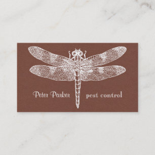 Dragonfly Business Card rust faux flannel