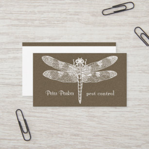 Dragonfly Business Card tobacco faux flannel