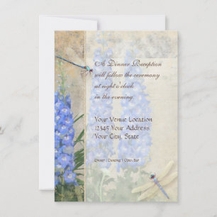 Dragonfly Butterfly Delphinium n Poppy Reception Invitation