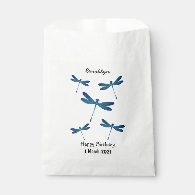 Dragonfly cartoon illustration favour bag (Front)