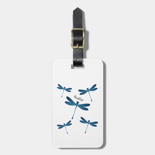 Dragonfly cartoon illustration luggage tag (Front Vertical)