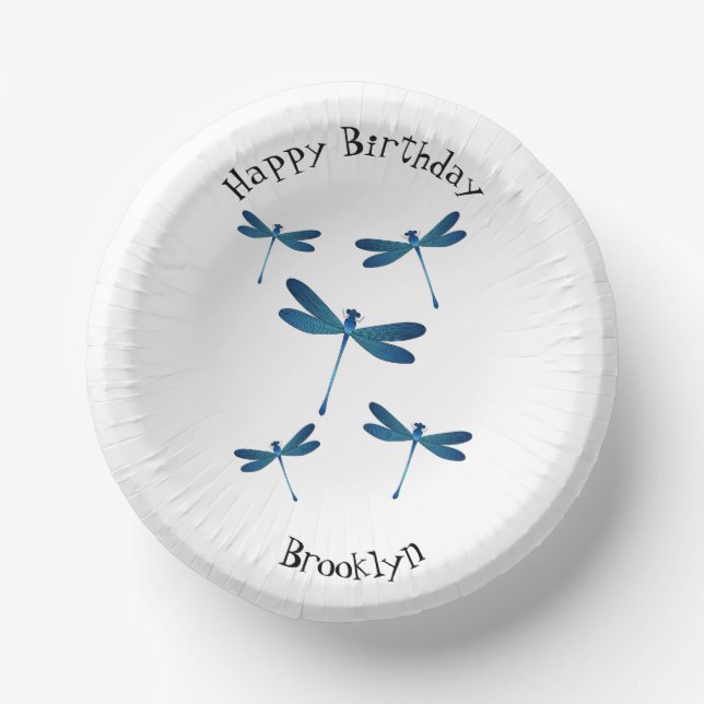 Dragonfly cartoon illustration paper plate (Front)