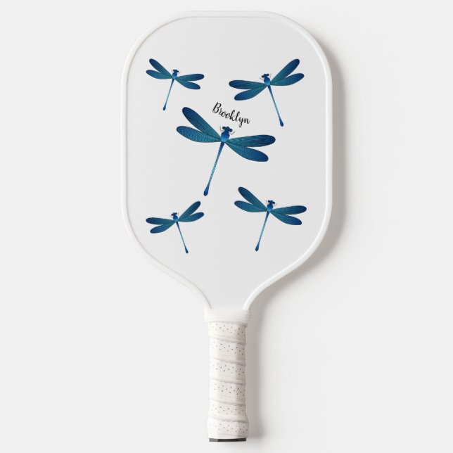 Dragonfly cartoon illustration pickleball paddle (Front)