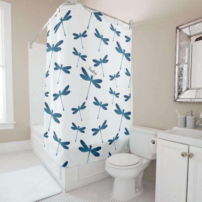 Dragonfly cartoon illustration  shower curtain (In Situ)