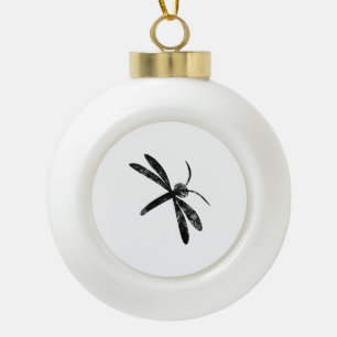 Dragonfly ceramic ball christmas ornament