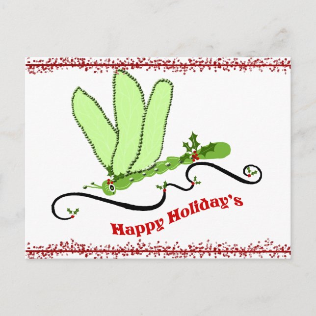 Dragonfly Christmas Post Card (Front)