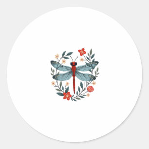 Dragonfly Christmas T-Shirt_1 (1) Classic Round Sticker