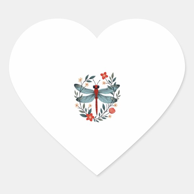 Dragonfly Christmas T-Shirt_1 (1) Heart Sticker (Front)