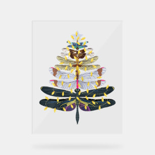 Dragonfly Christmas Tree Acrylic Sign