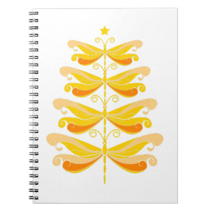 Dragonfly Christmas Tree Colourful Xmas Insect Notebook